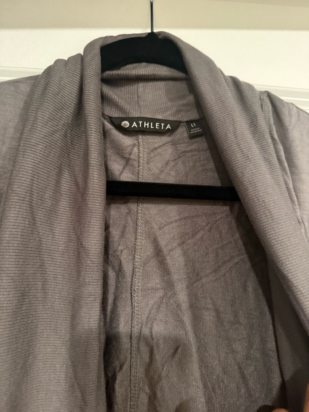 Athleta Gray Ribbed Open-Front Cardigan